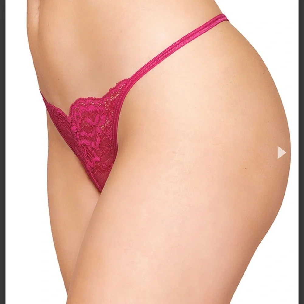 Dream girl Rhinestone Back and Lace FrontG-String Beet Colored Lingerie S/M. NWT